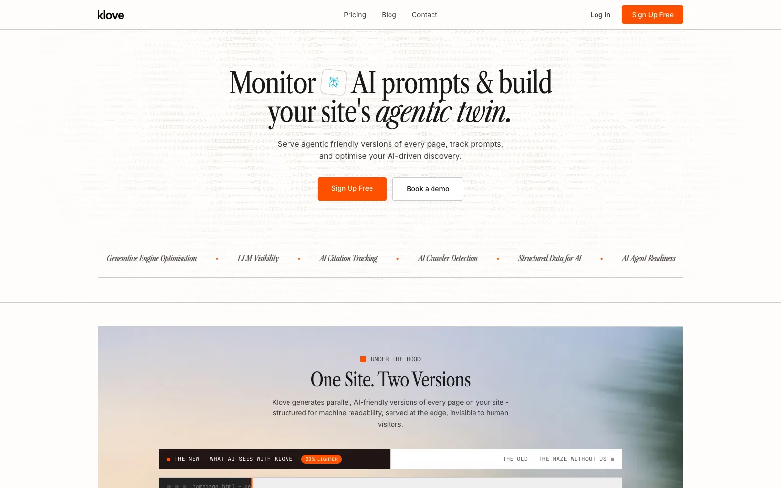 Klove homepage