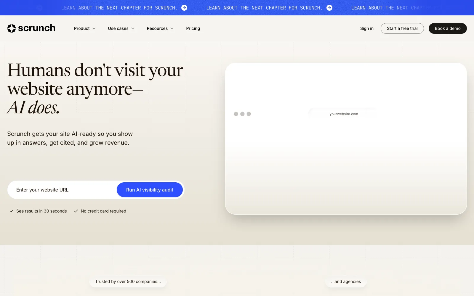 Scrunch AI homepage